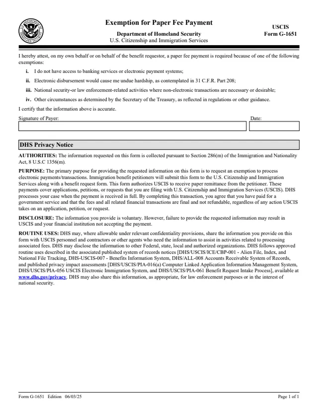 Page 1 of form G-1651