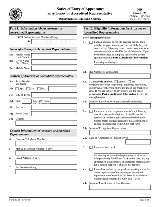 Page 1 of form G-28