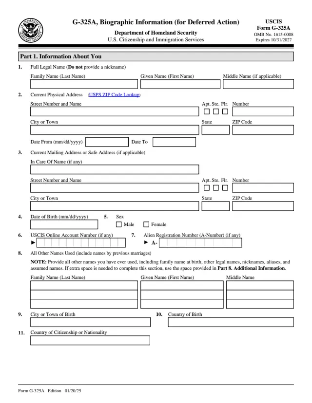 Page 1 of form G-325A