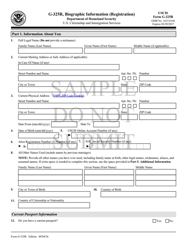 Page 1 of form G-325R