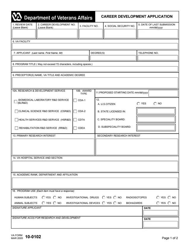 Page 1 of form 10-0102