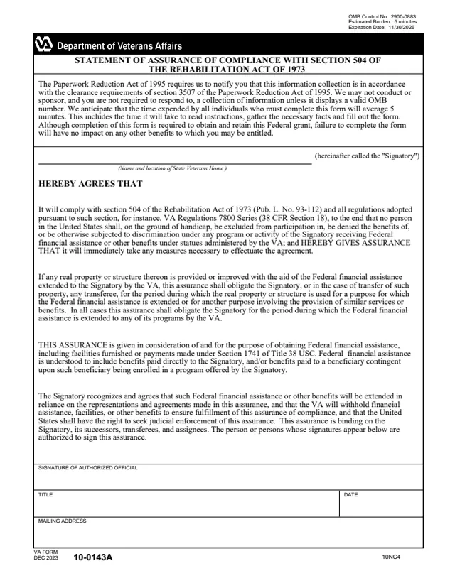 Page 1 of form 10-0143a