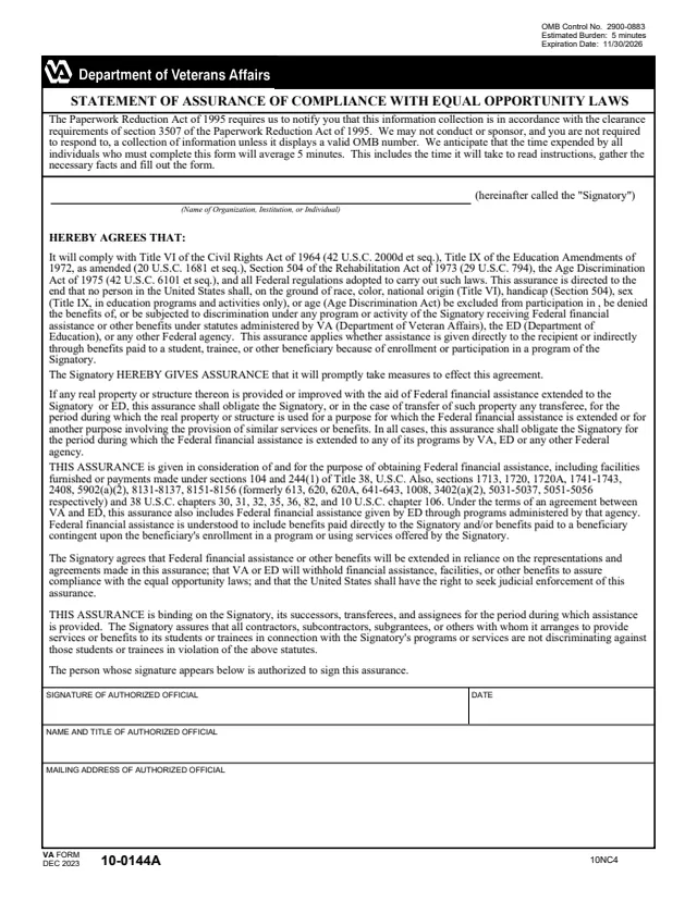 Page 1 of form 10-0144a