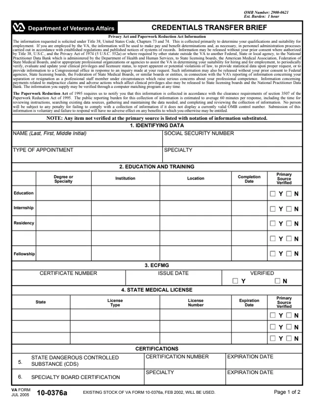 Page 1 of form 10-0376a