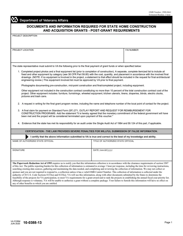 Page 1 of form 10-0388-13