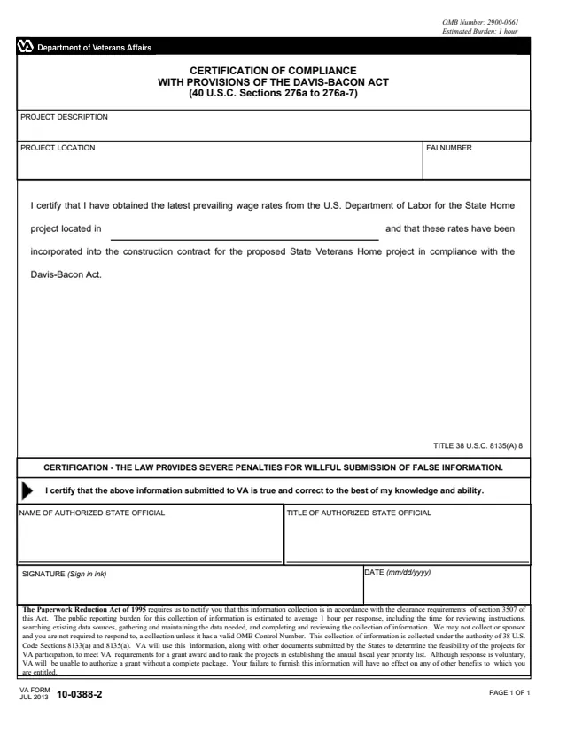 Page 1 of form 10-0388-2