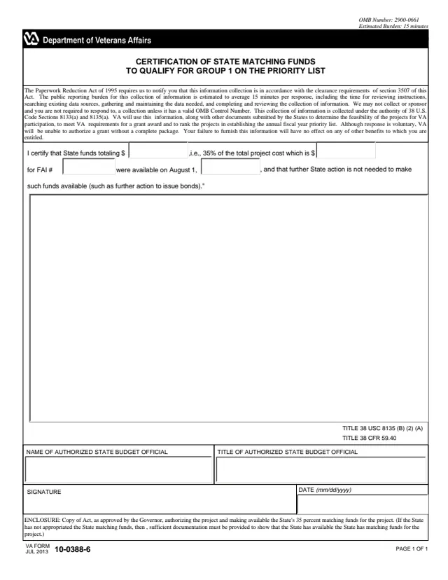 Page 1 of form 10-0388-6