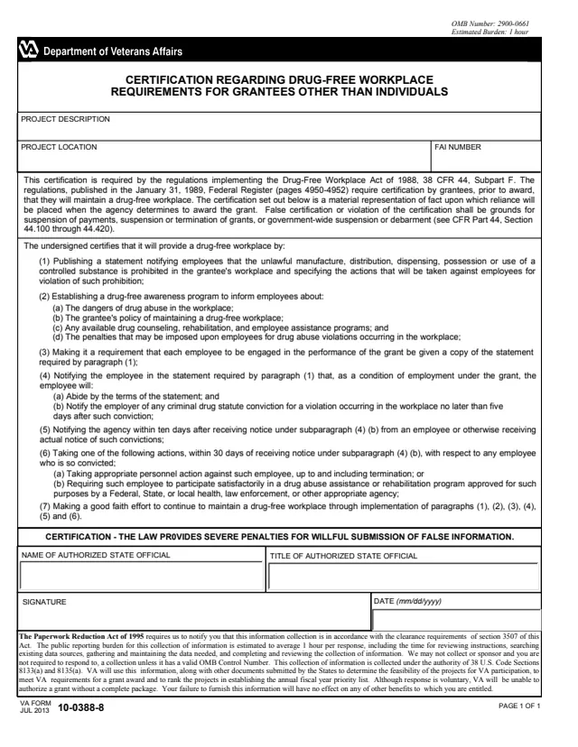 Page 1 of form 10-0388-8