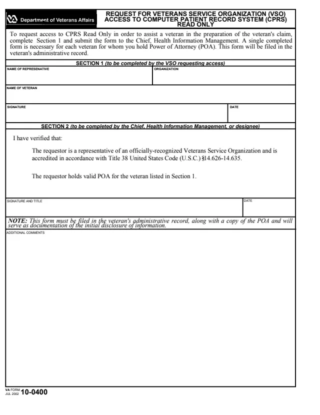 Page 1 of form 10-0400
