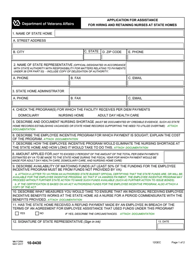 Page 1 of form 10-0430