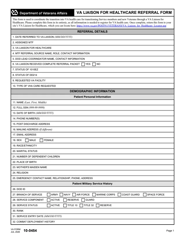 Page 1 of form 10-0454