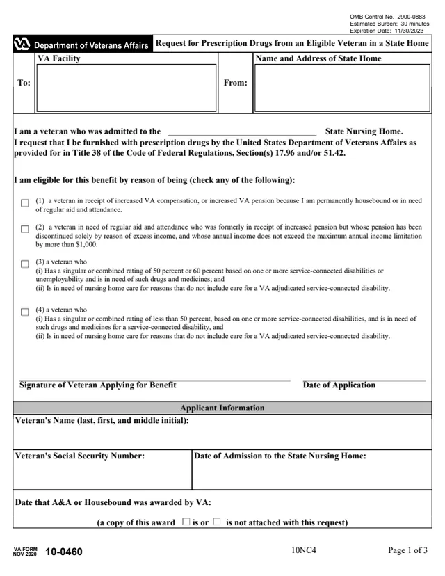 Page 1 of form 10-0460