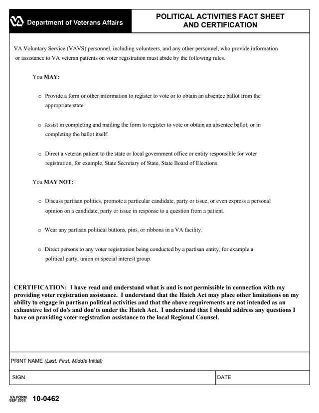 Page 1 of form 10-0462