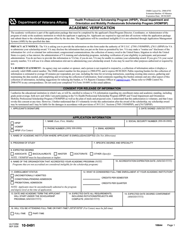 Page 1 of form 10-0491