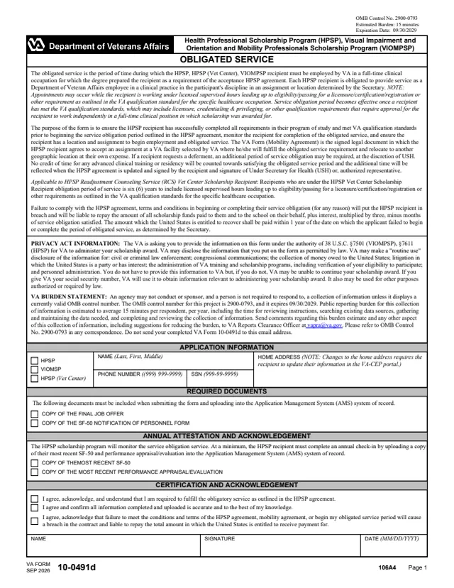 Page 1 of form 10-0491d