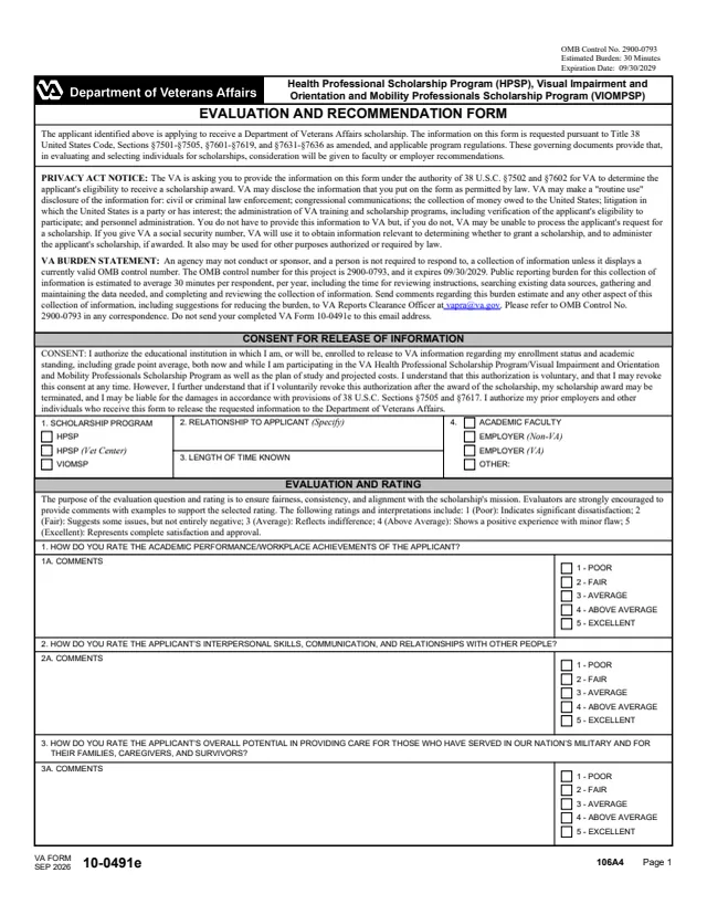Page 1 of form 10-0491e