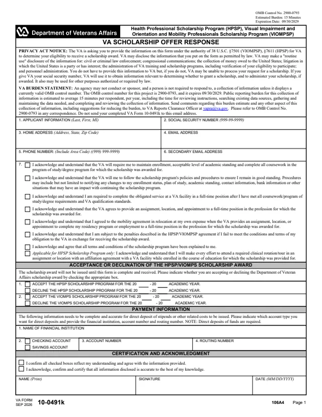 Page 1 of form 10-0491k