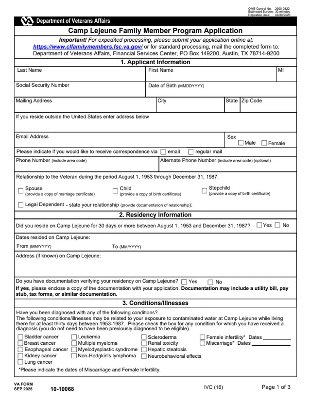 Page 1 of form 10-10068