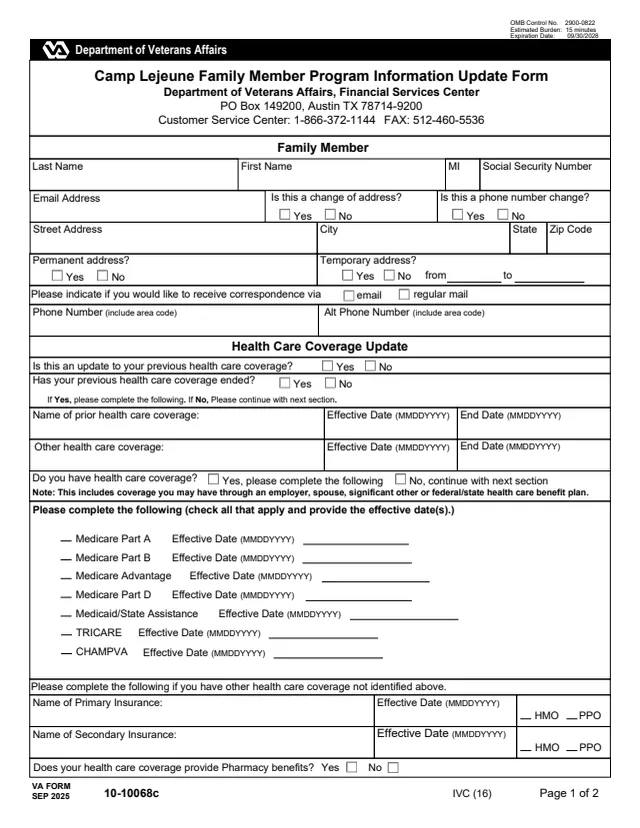 Page 1 of form 10-10068c