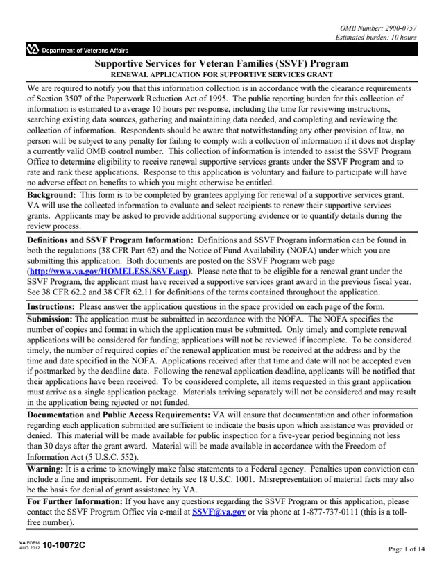 Page 1 of form 10-10072C