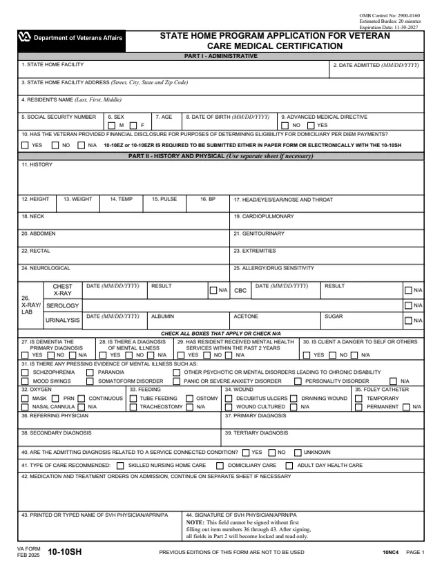 Page 1 of form 10-10SH