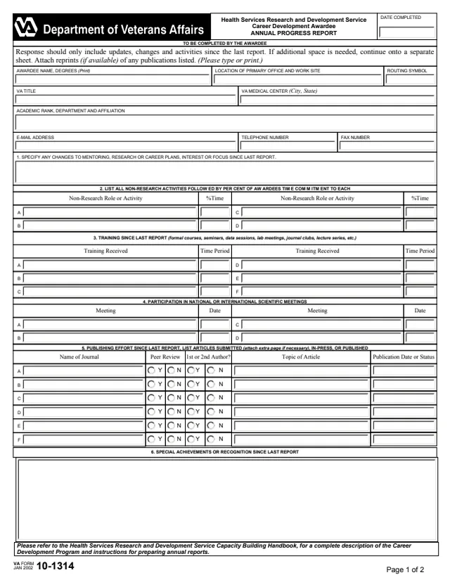 Page 1 of form 10-1314