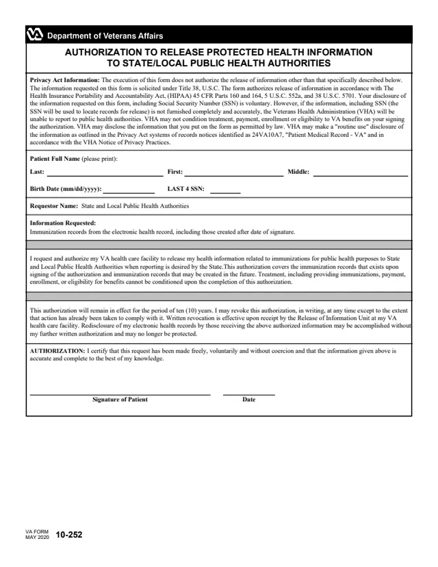 Page 1 of form 10-252