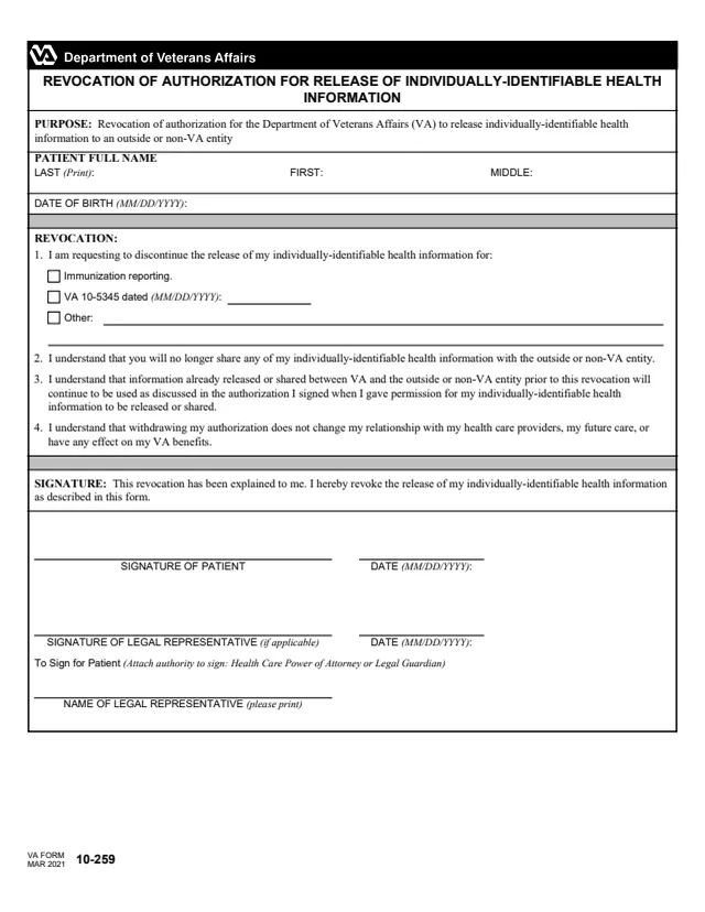 Page 1 of form 10-259