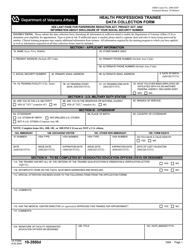 Page 1 of form 10-2850d