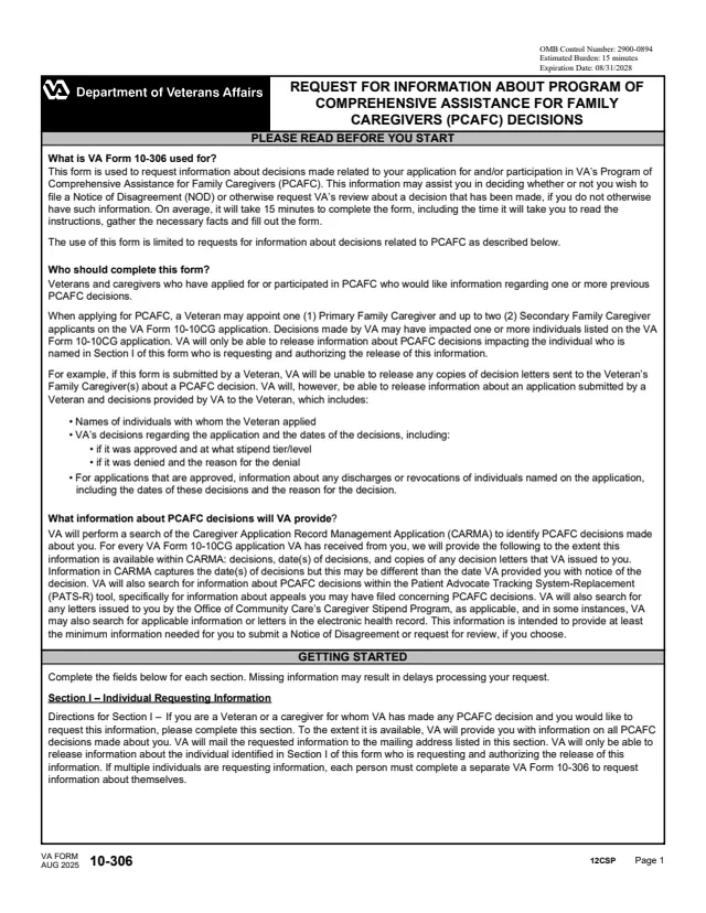 Page 1 of form 10-306