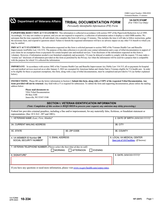 Page 1 of form 10-334