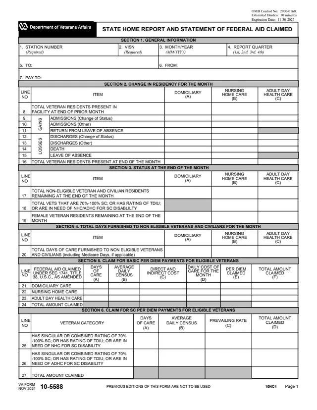Page 1 of form 10-5588