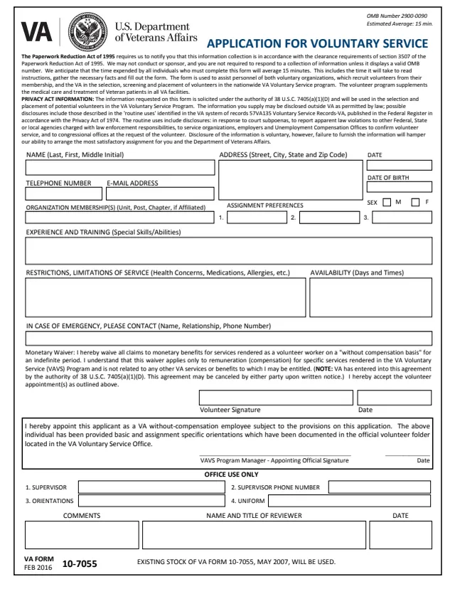 Page 1 of form 10-7055