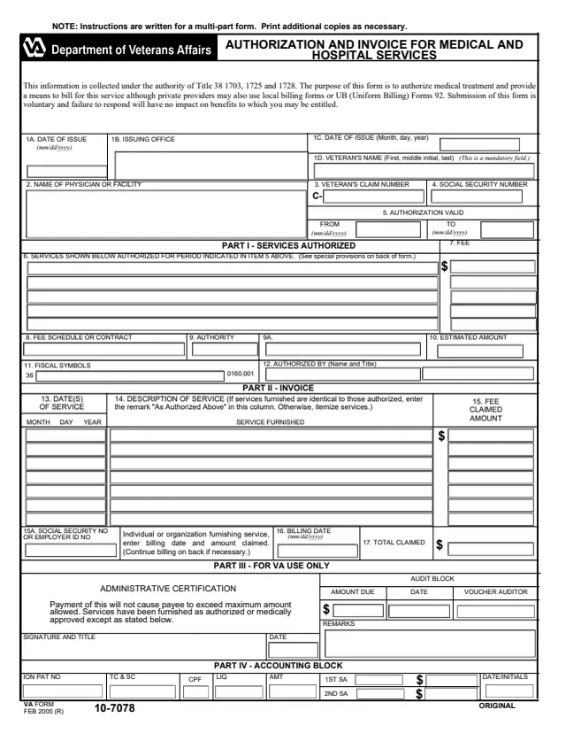 Page 1 of form 10-7078