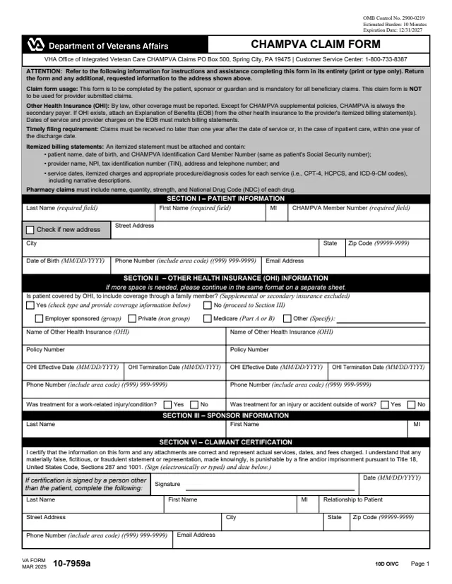 Page 1 of form 10-7959A