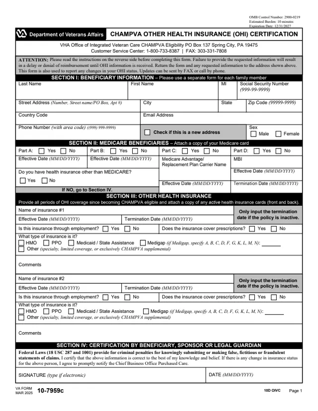 Page 1 of form 10-7959C