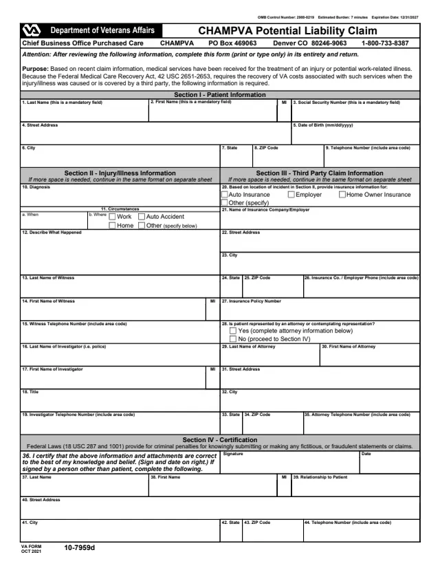 Page 1 of form 10-7959D