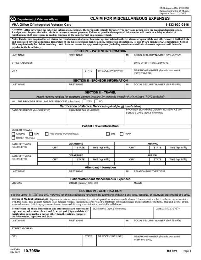 Page 1 of form 10-7959e