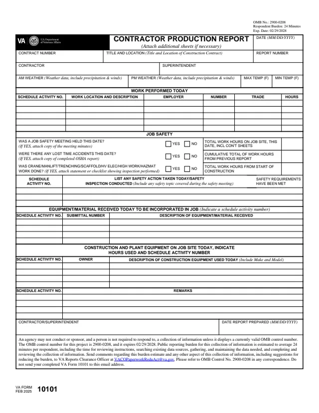Page 1 of form VA10101
