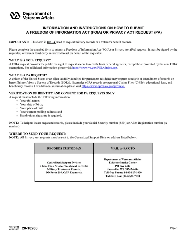 Page 1 of form 20-10206