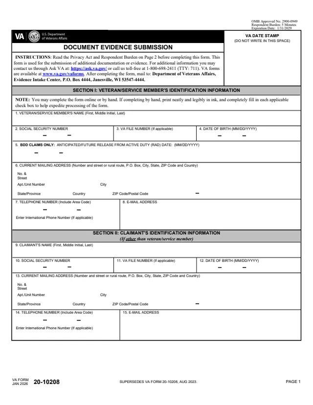 Page 1 of form 20-10208