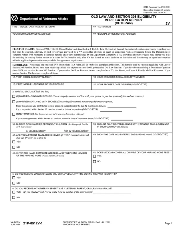 Page 1 of form 21P-0512V-1