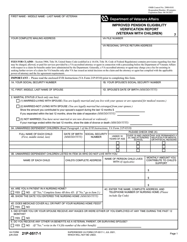 Page 1 of form 21P-0517-1
