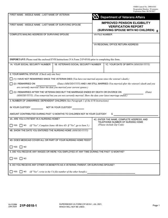 Page 1 of form 21P-0518-1