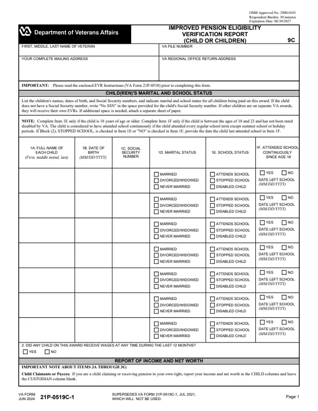 Page 1 of form 21P-0519c-1