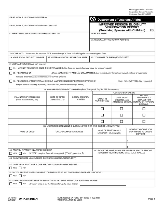 Page 1 of form 21P-0519s-1