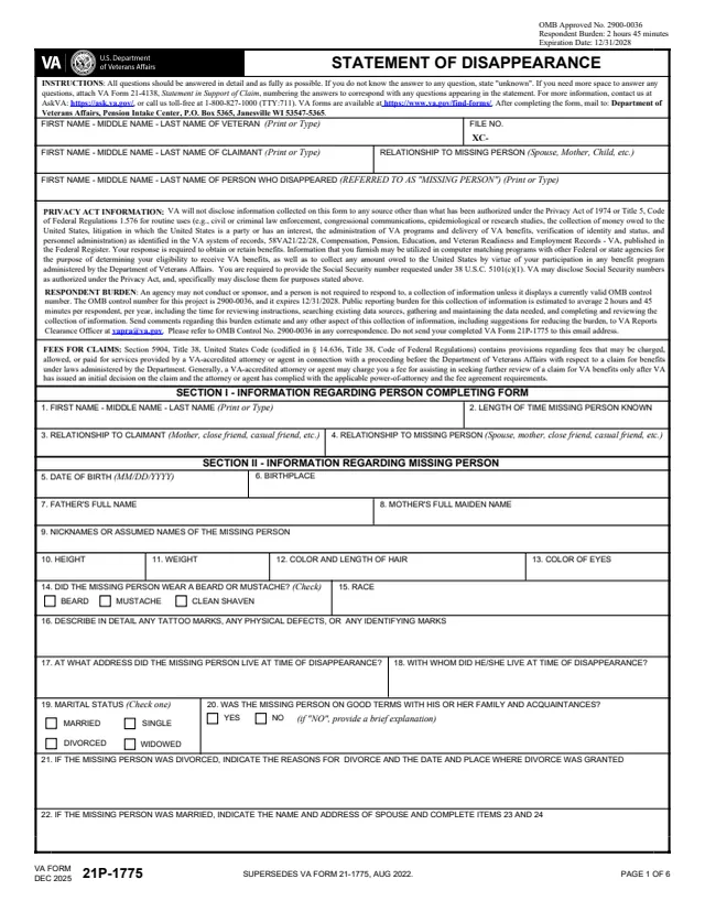 Page 1 of form 21P-1775