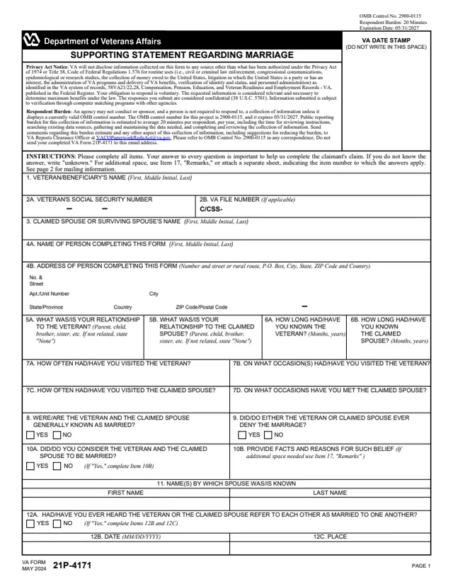 Page 1 of form 21P-4171