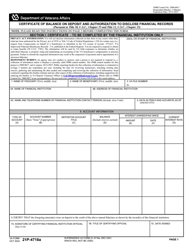 Page 1 of form 21P-4718a
