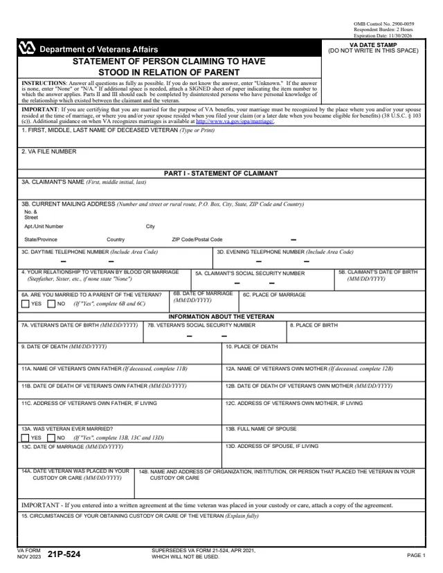 Page 1 of form 21P-524